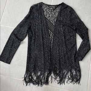 Chic Black Lace Women's Cardigan